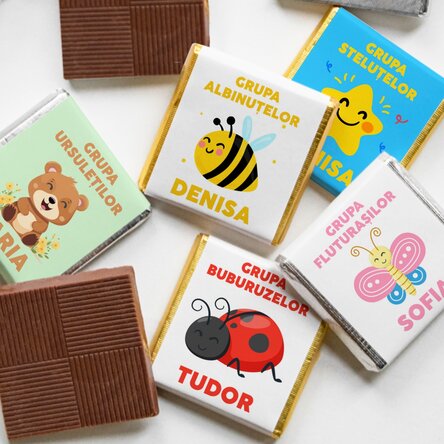 Mini ciocolată personalizată cu text - Grădiniță