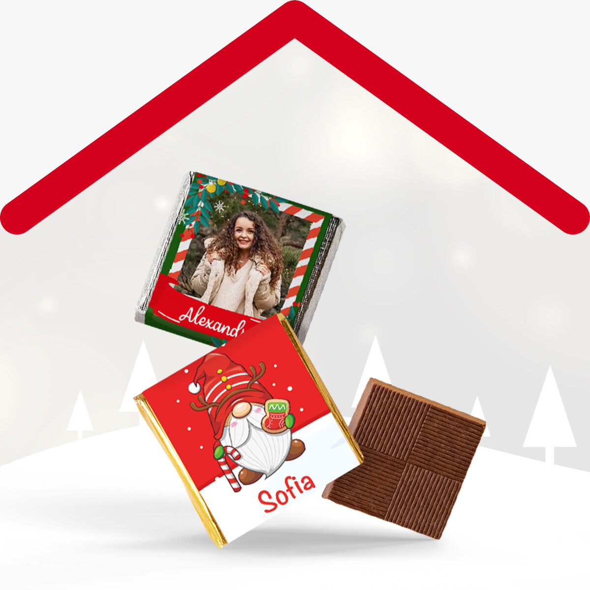 Персонализирани мини шоколадови бонбони за Коледа