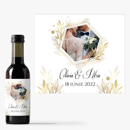 Mini sticluță de vin mărturie personalizată cu o poză și text - Moment special