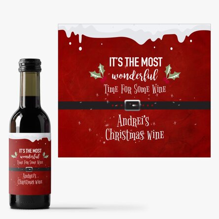 Mini sticluță de vin personalizată cu text - Most wonderful time