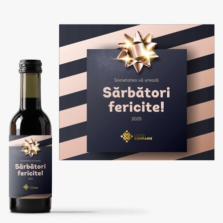 Mini sticluță de vin personalizată cu logo și text - Cadou de Sărbători