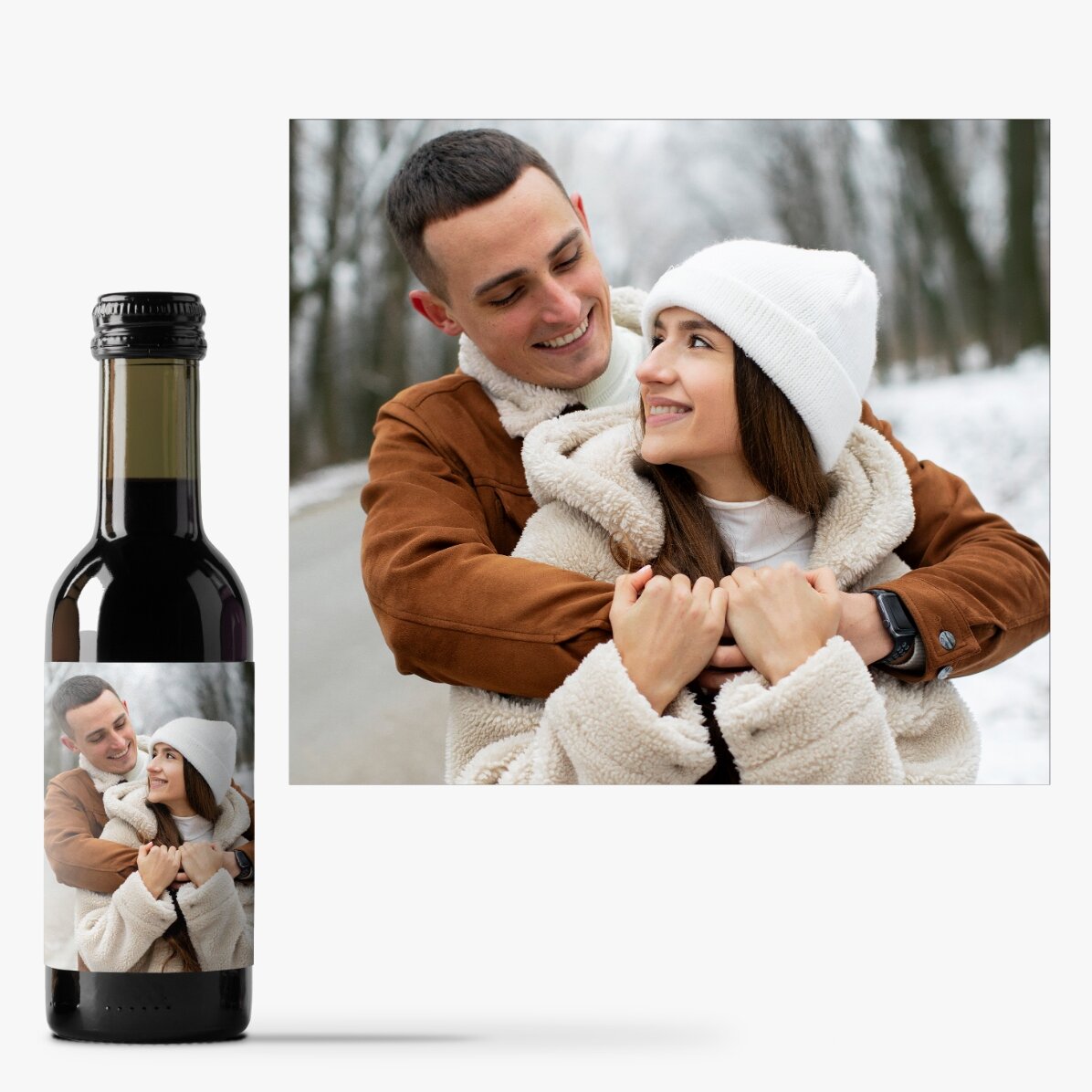Mini sticluță de vin personalizată cu o poză