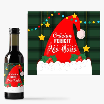 Mini sticluță de vin personalizată cu text - Santa Claus