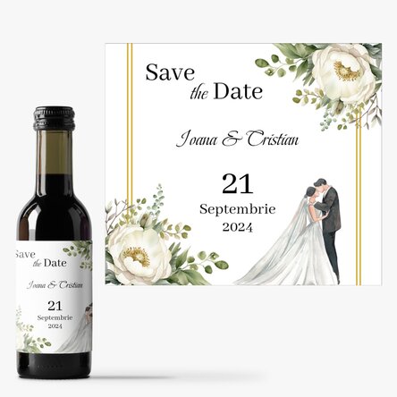 Mini sticluță de vin personalizată save the date - Wedding