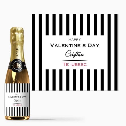 Mini sticluță de vin spumant personalizată cu nume - Te iubesc