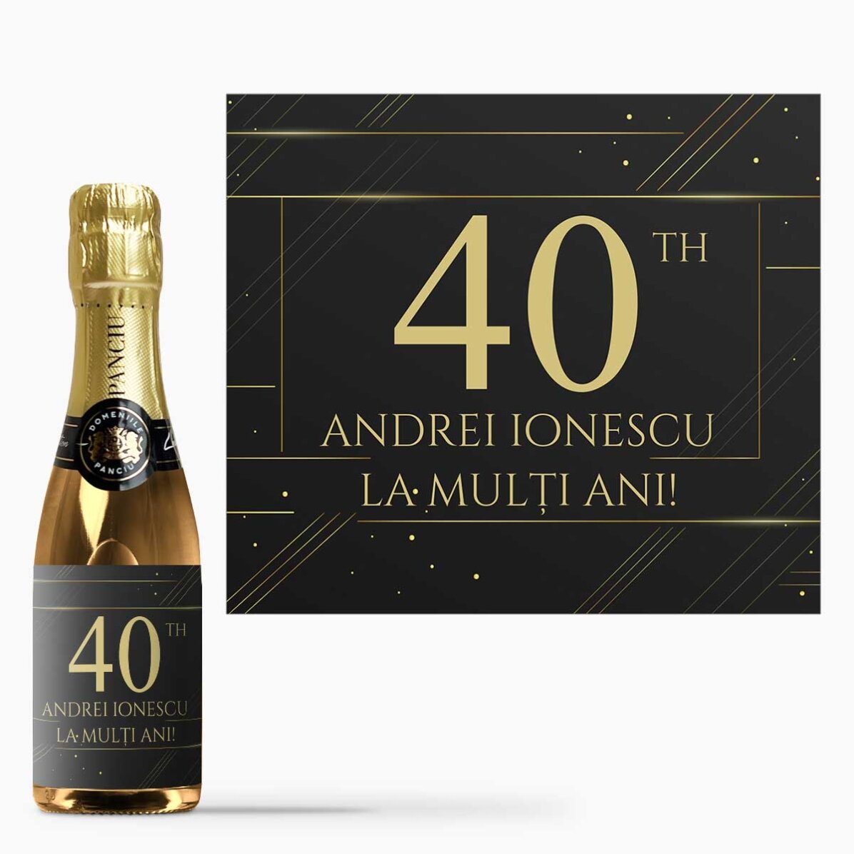 Mini sticluță de vin spumant personalizată cu text - A gift for you