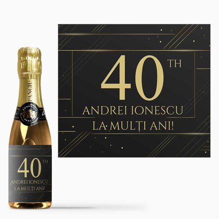 Mini sticluță de vin spumant personalizată cu text - A gift for you