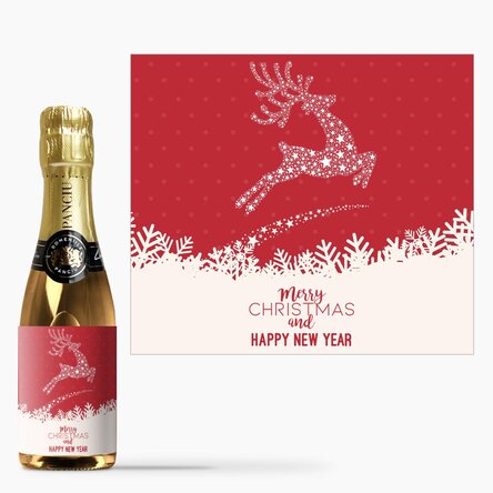 Mini sticluță de vin spumant personalizată cu text - Model Reni