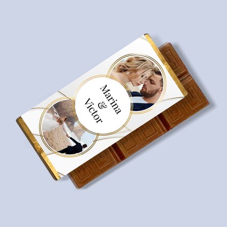 Mini tabletă de ciocolată personalizată cu 2 poze și text