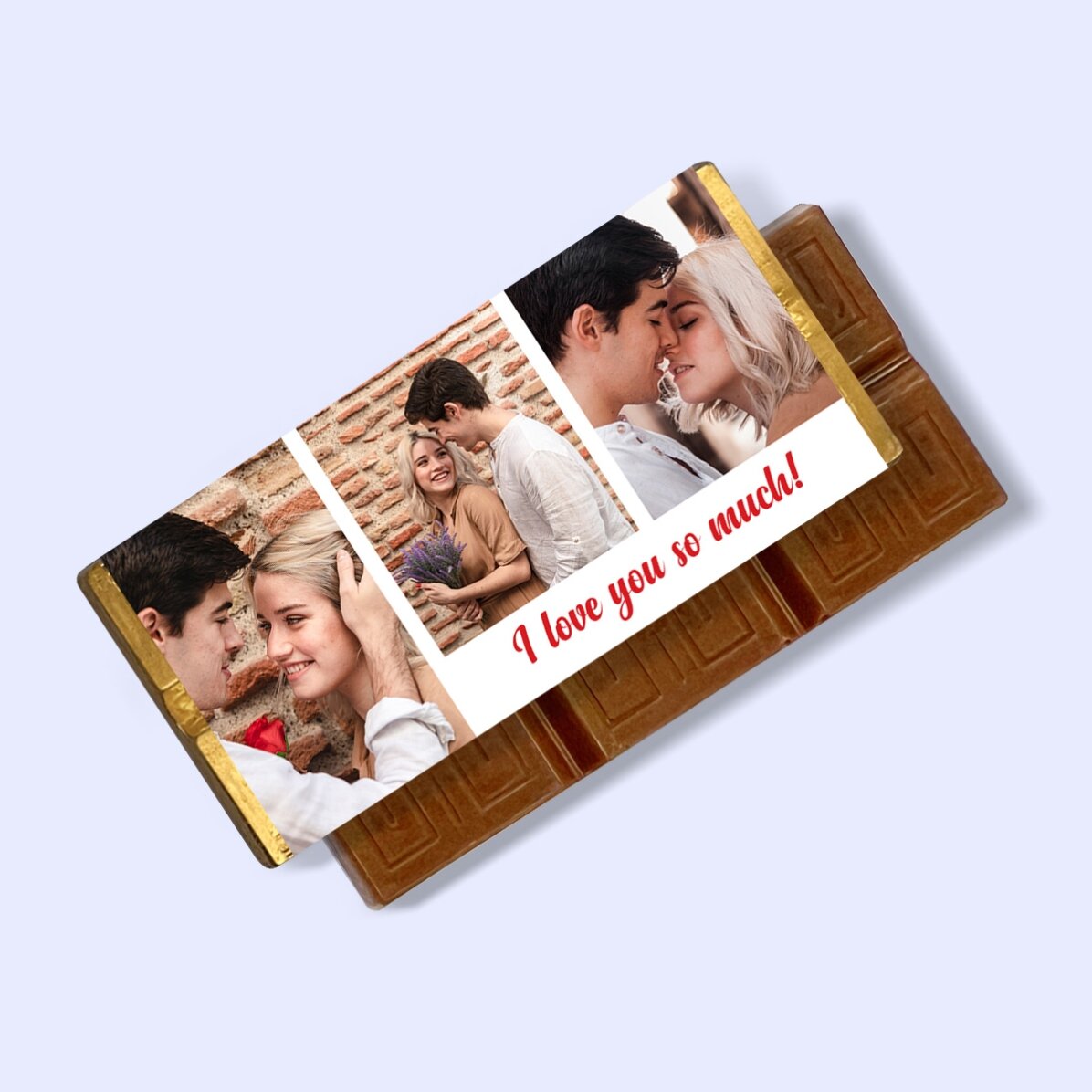Mini tabletă de ciocolată personalizată cu 3 poze și mesaj