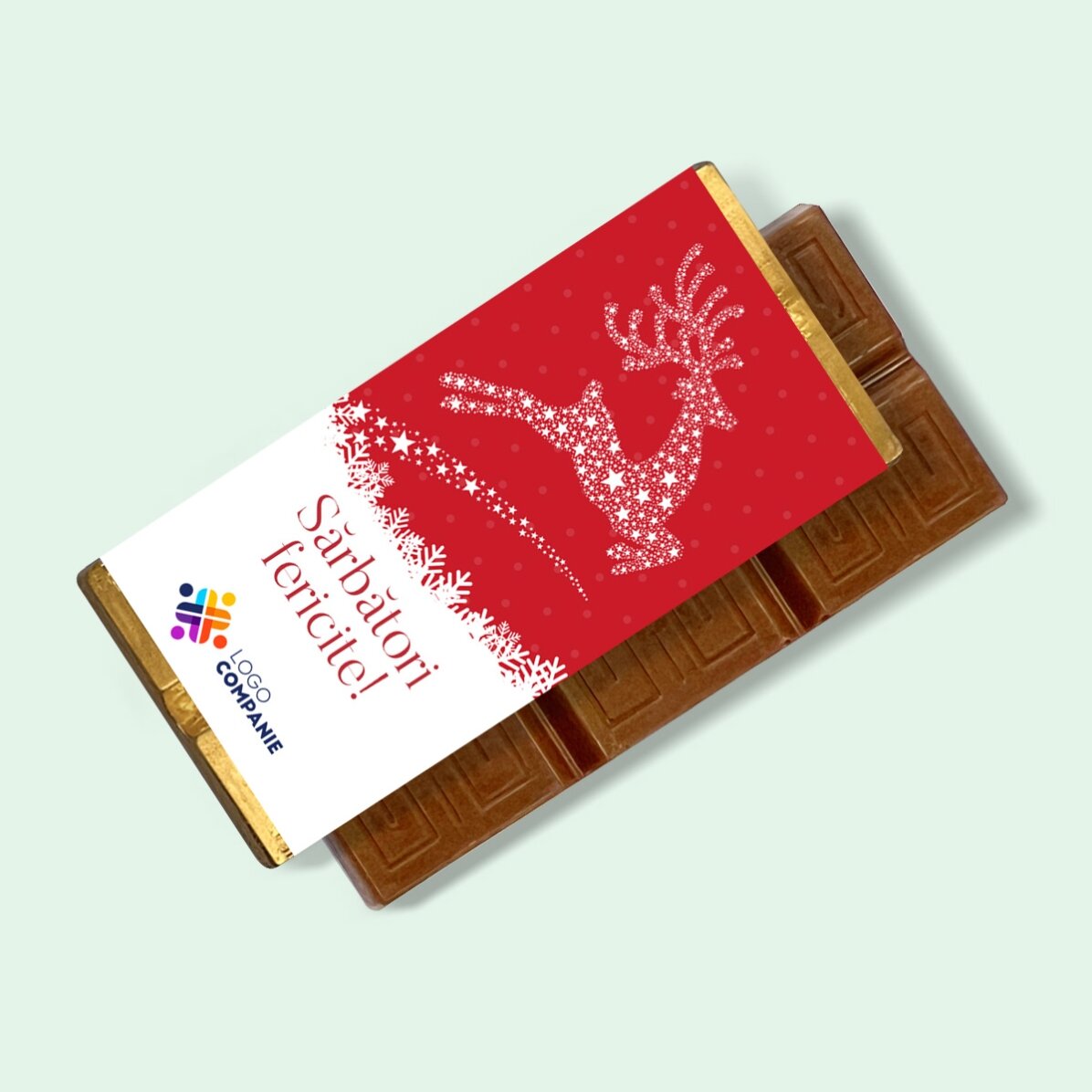 Mini tabletă de ciocolată personalizată cu logo și mesaj - Magia Crăciunului