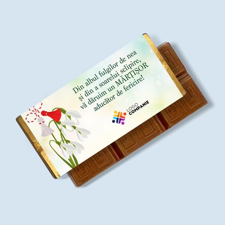 Mini tabletă de ciocolată personalizată cu logo și mesaj - Mărțișor