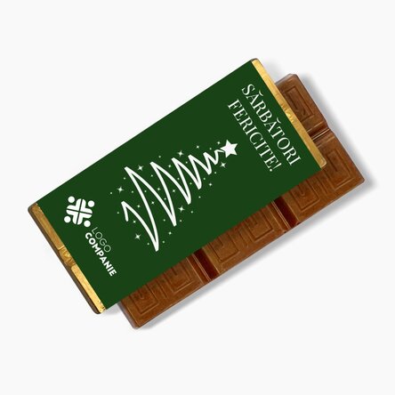 Mini tabletă de ciocolată personalizată cu logo și mesaj - Sărbători fericite