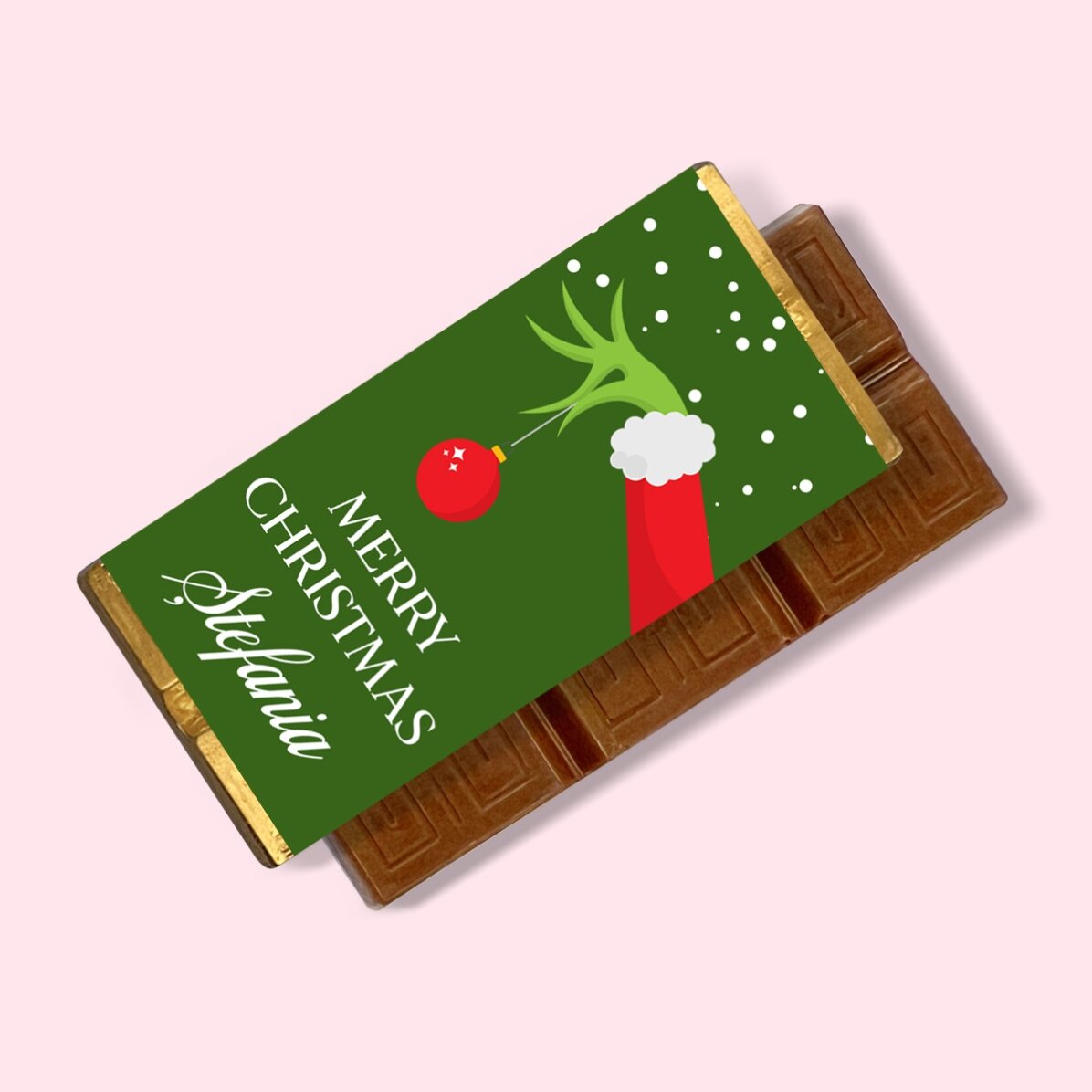 Mini tabletă de ciocolată personalizată cu mesaj - Grinch