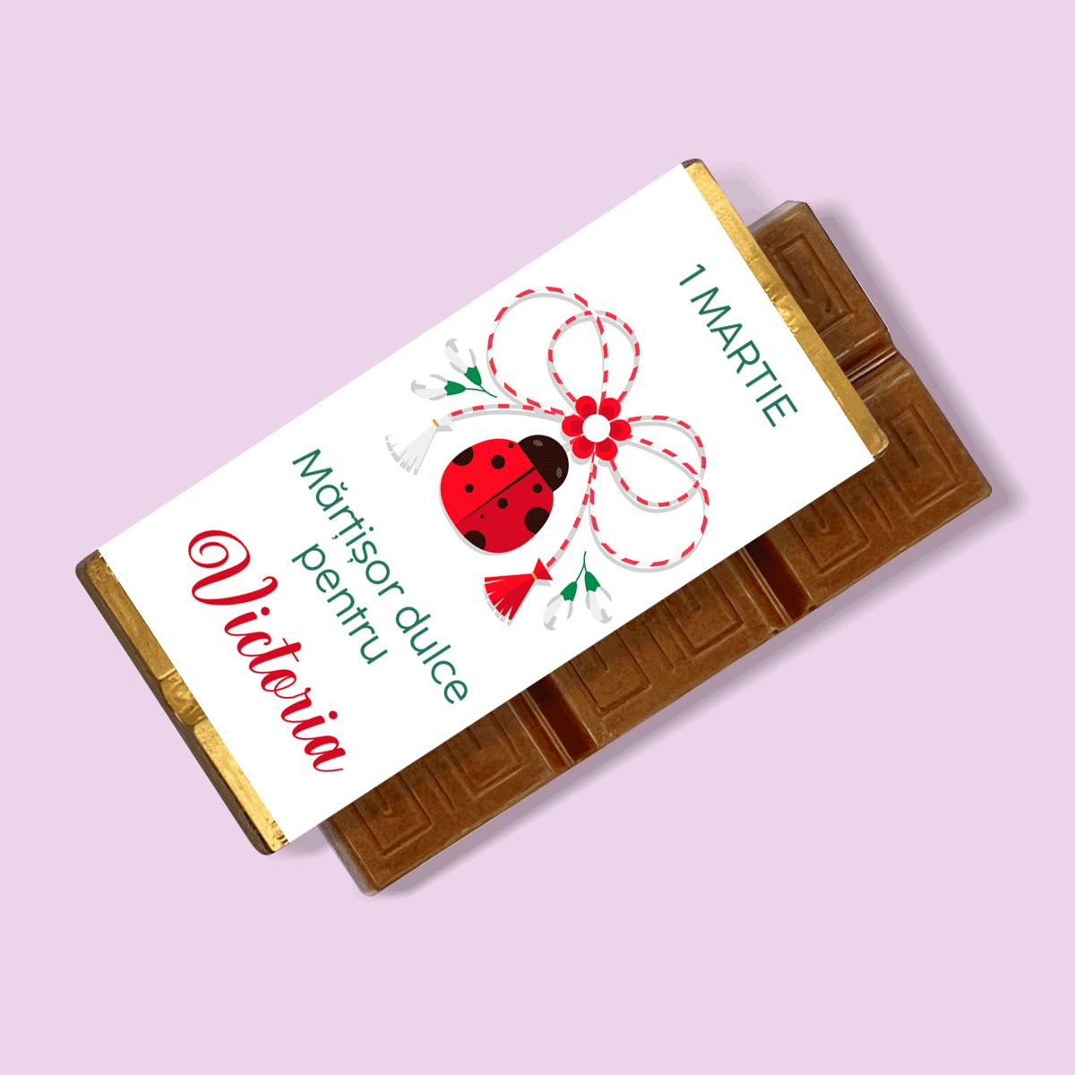 Mini tabletă de ciocolată personalizată cu mesaj - Mărțișor dulce