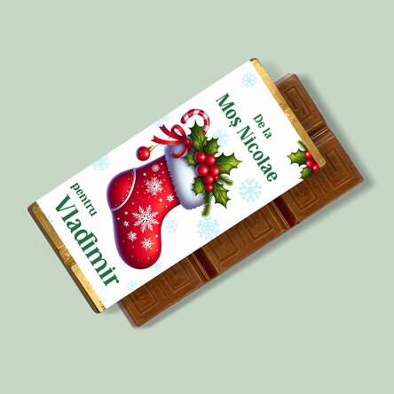 Mini tabletă de ciocolată personalizată cu mesaj - Moș Nicolae