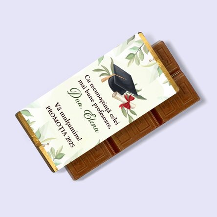 Mini tabletă de ciocolată personalizată cu mesaj pentru profesori, diriginte - Absolvire