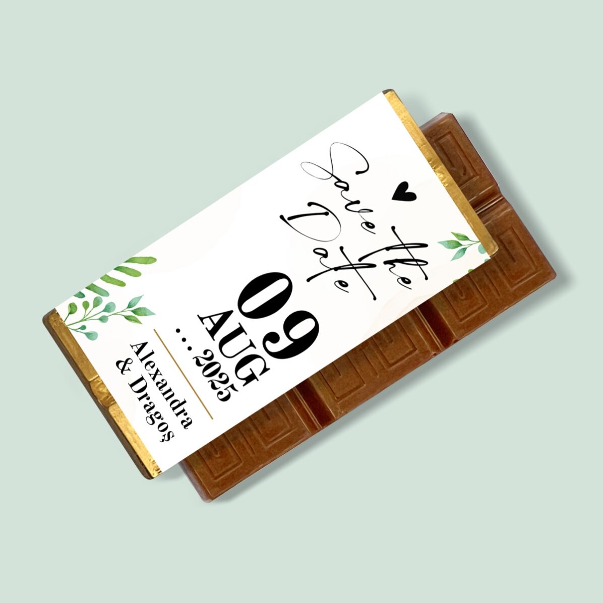 Mini tabletă de ciocolată personalizată cu mesaj - Save the date