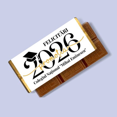 Мини шоколадов бар с персонализирано послание и година - Поздравления за дипломирането ти!