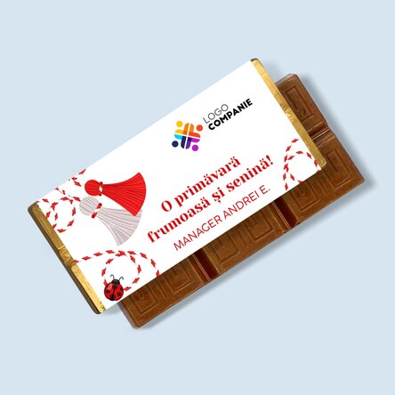 Mini tabletă de ciocolată personalizată cu mesaj și logo - Mărțișor