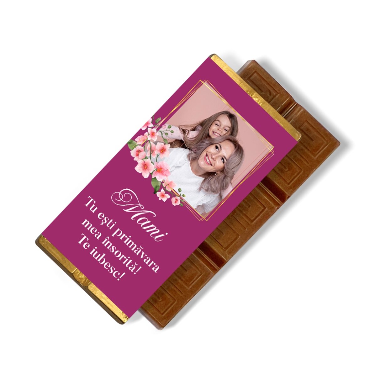 Mini tabletă de ciocolată personalizată cu mesaj și poză - Draga mea