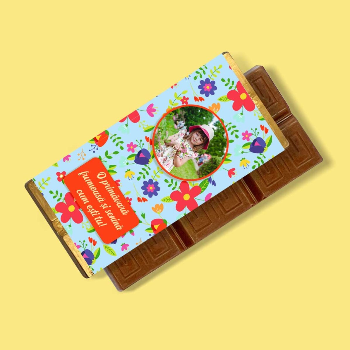 Мини шоколадов бар, персонализиран с послание и снимка - Красиви цветя