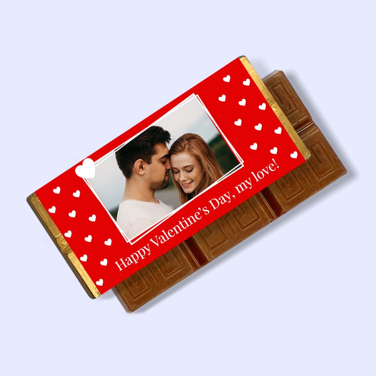 Mini tabletă de ciocolată personalizată cu o poză și mesaj - Love