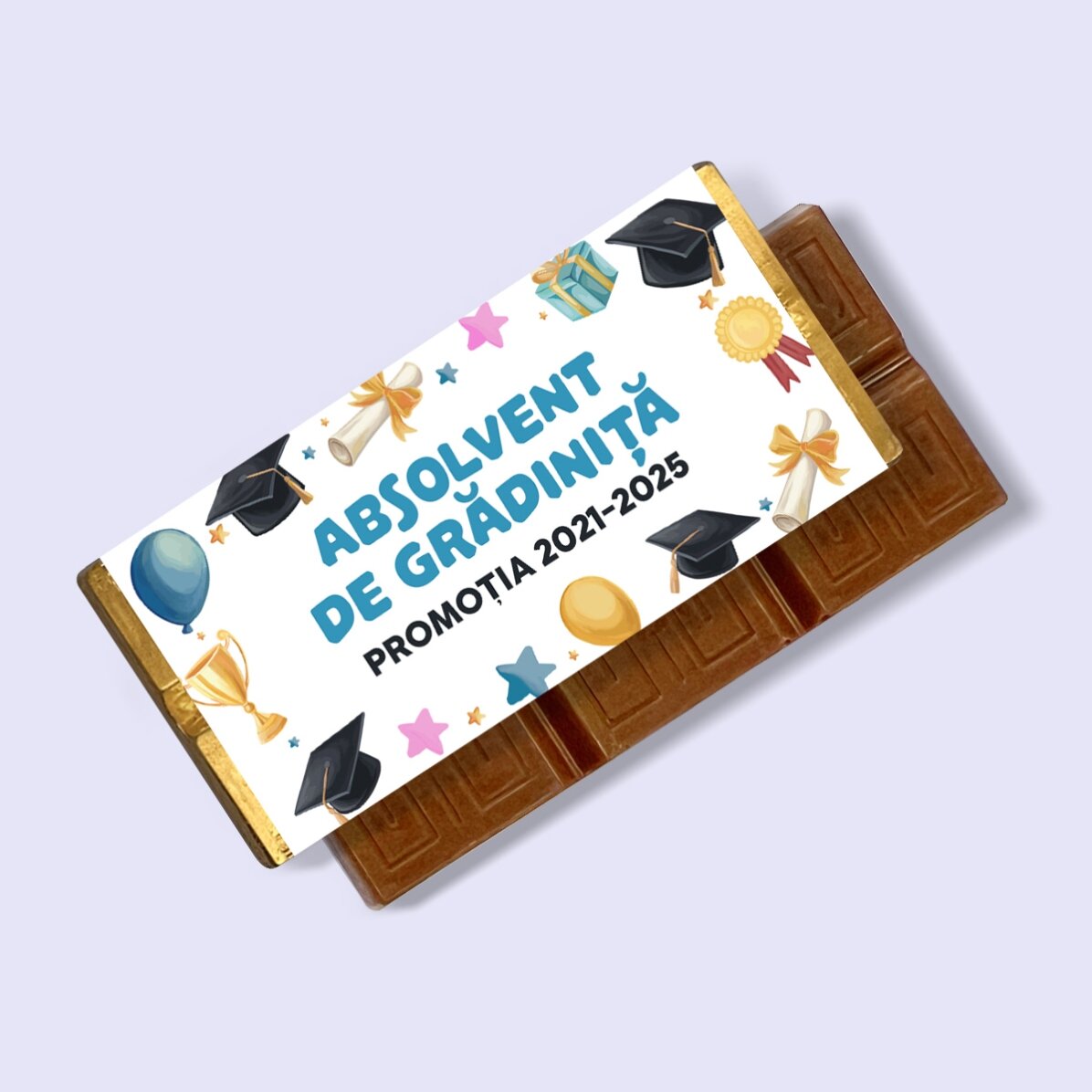 Mini tabletă de ciocolată personalizată pentru copii cu mesaj - Absolvent de grădiniță