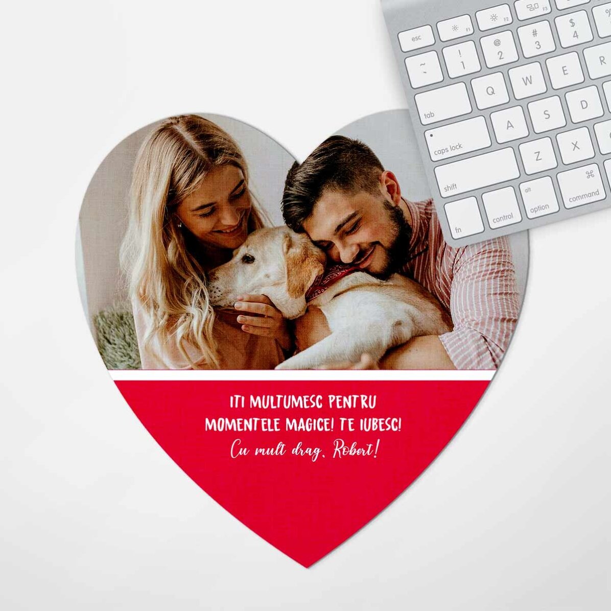 Mouse pad inima personalizat cu poză și text
