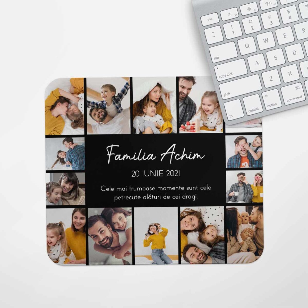 Mouse pad personalizat cu 14 fotografii și text 