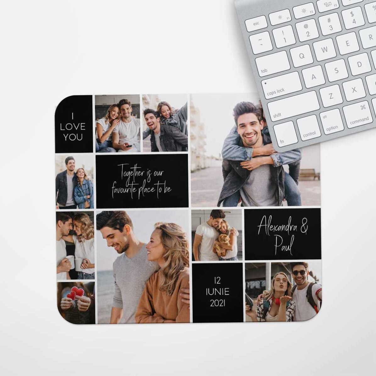 Mouse pad personalizat cu 9 fotografii și text - Memories
