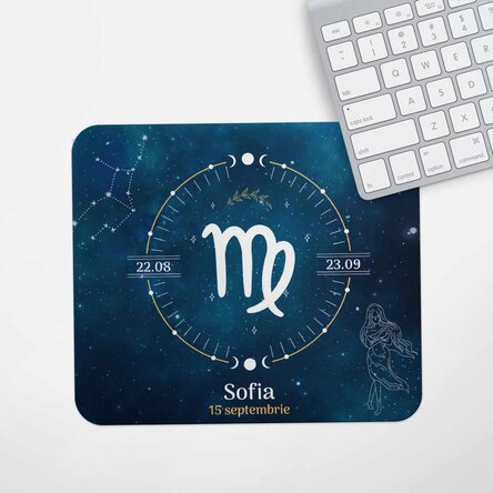 Mouse pad personalizat cu text - Zodia Fecioară
