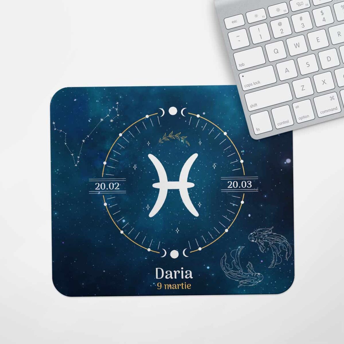 Mouse pad personalizat cu text - Zodia Pești