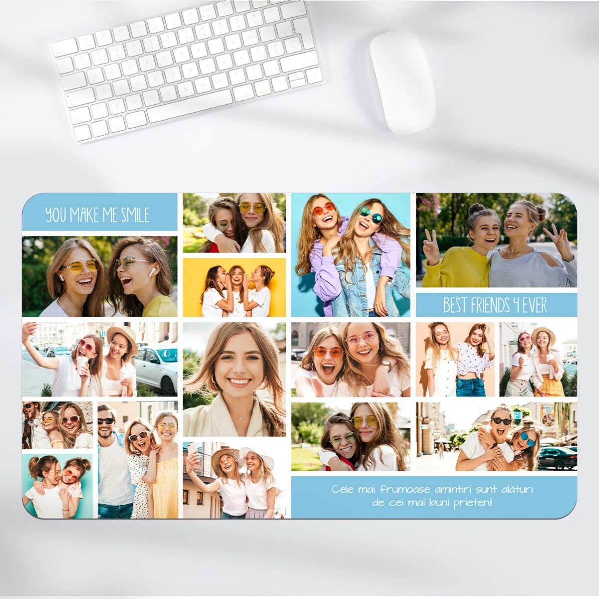 Mouse pad XXL personalizat cu colaj de poze și text