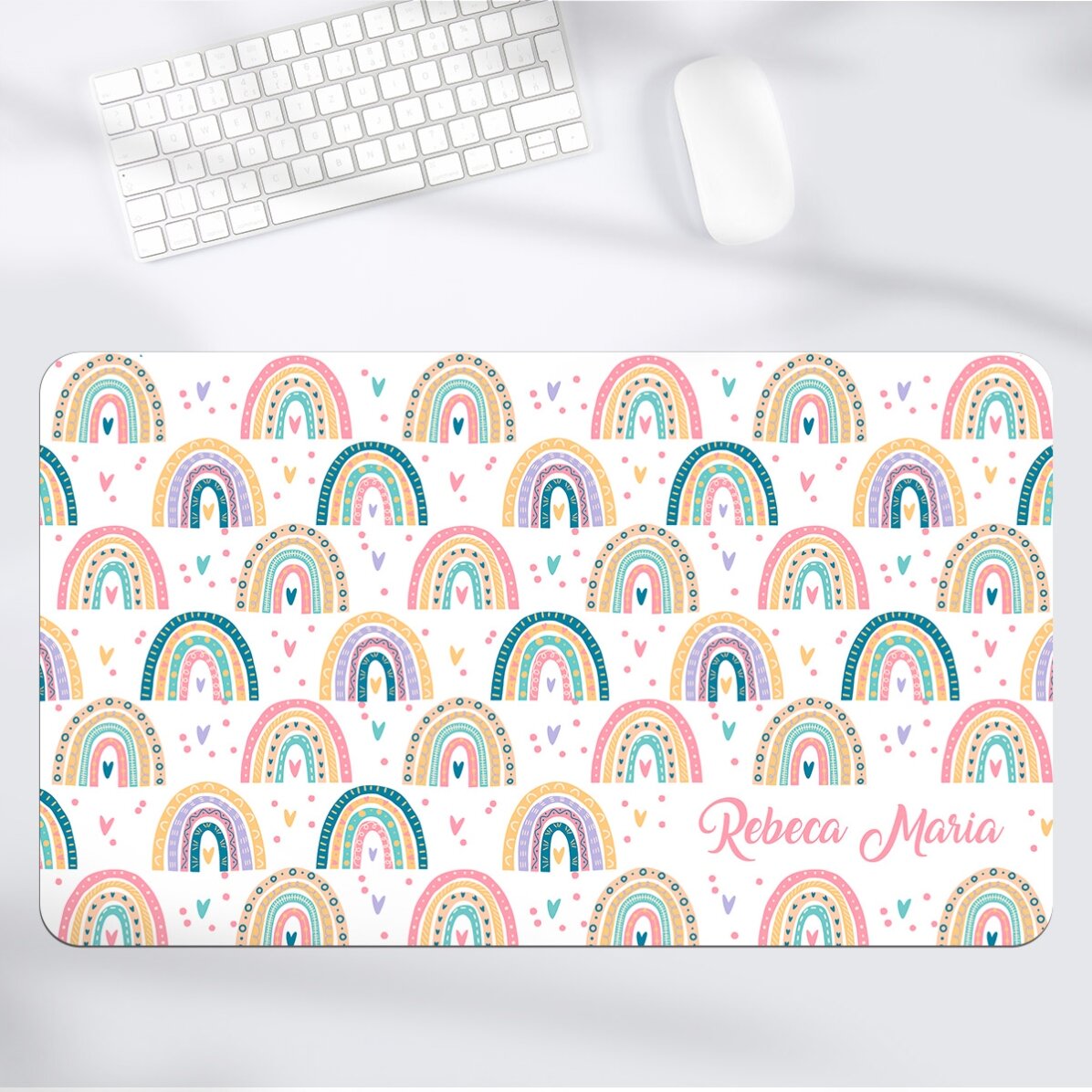 Mouse pad XXL personalizat cu nume - Curcubeu