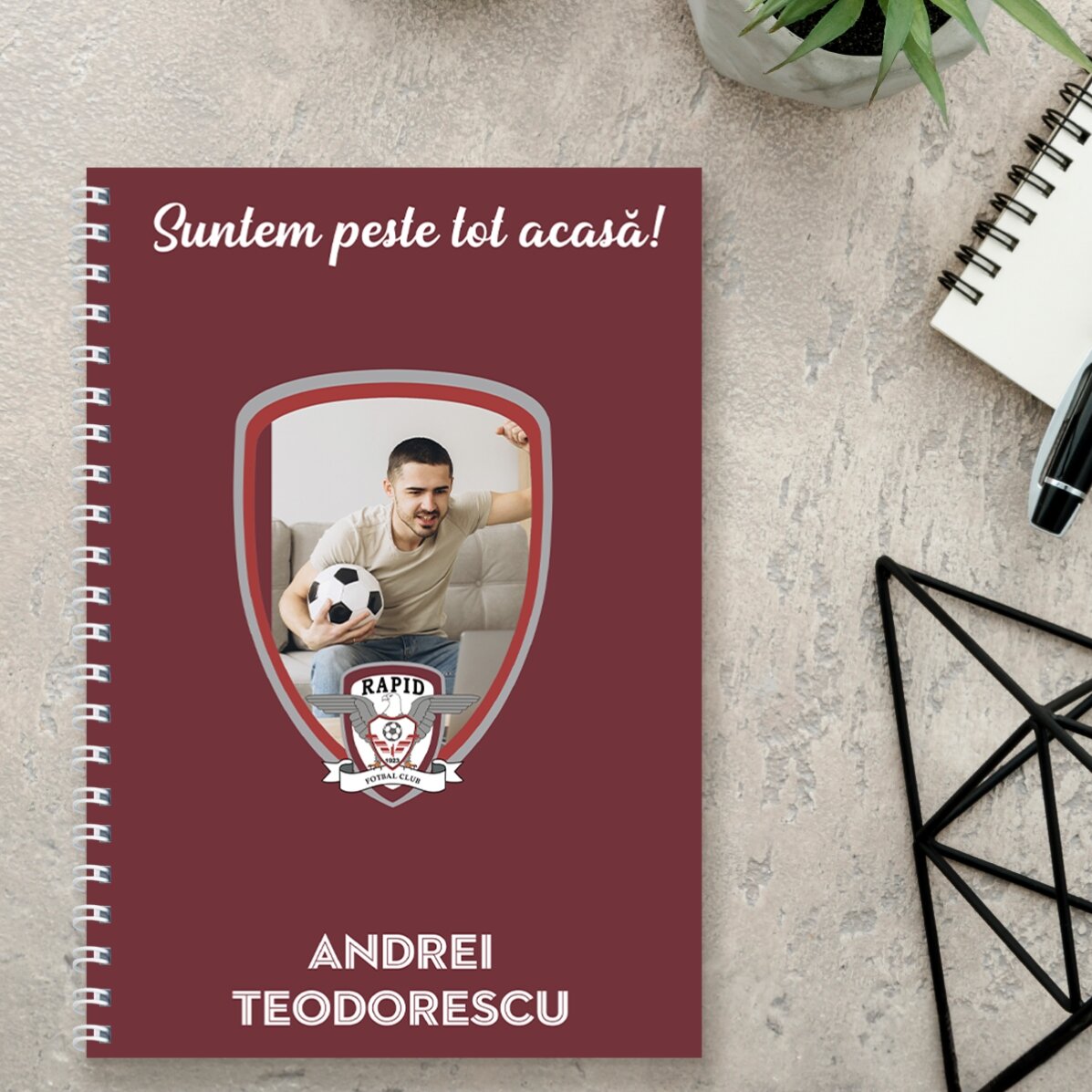 Notebook FC Rapid personalizat cu poză și mesaj
