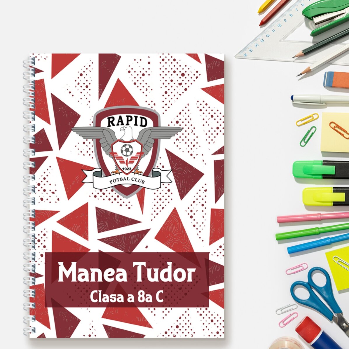 Notebook FC Rapid personalizat cu text - Pattern