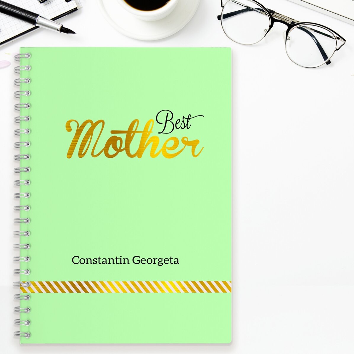 Notebook personalizat - Best Mother, Green