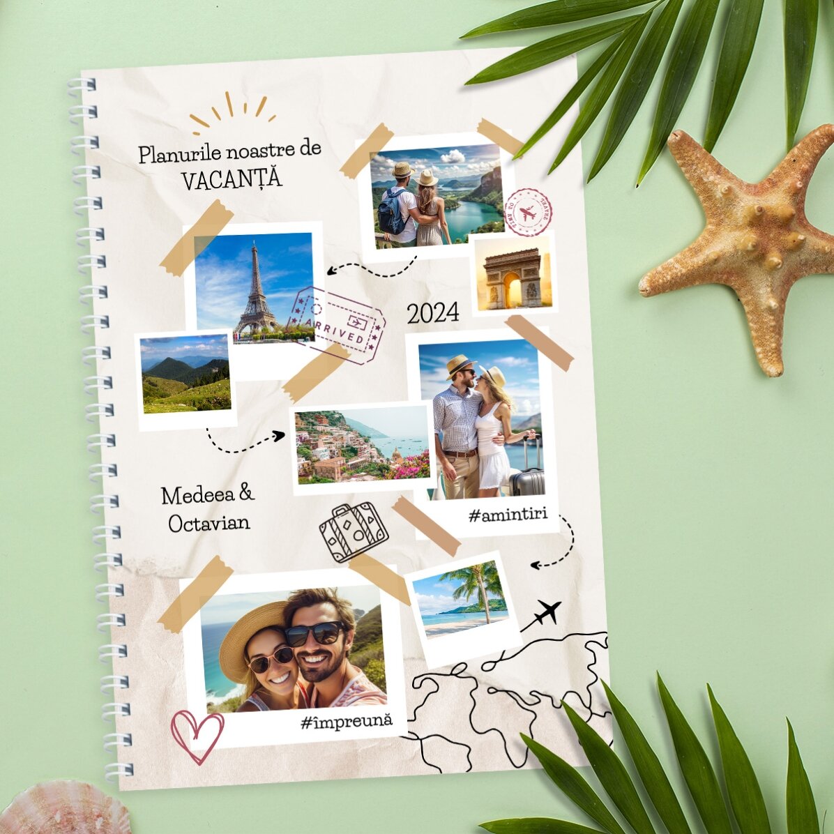 Notebook personalizat cu 8 poze și text - Planuri de vacanță