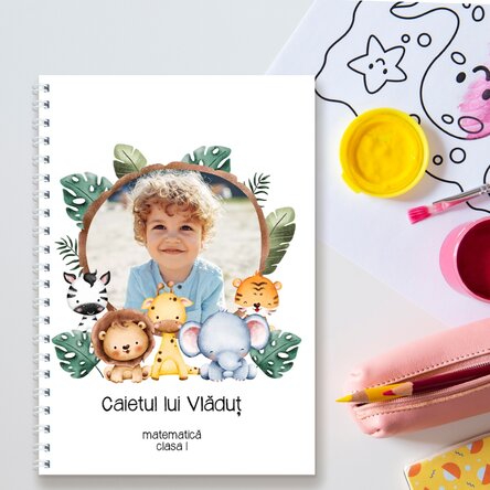 Notebook personalizat cu o poză și text - Animăluțe