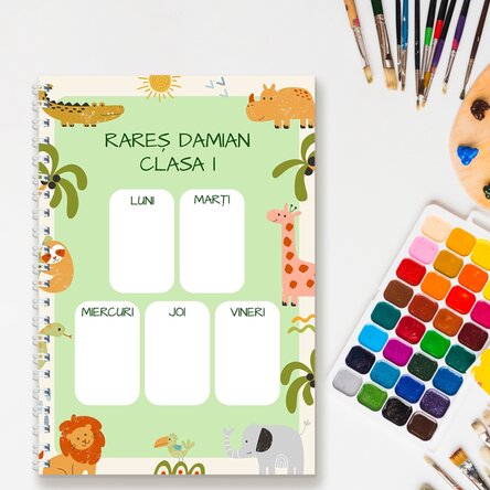 Notebook personalizat cu poză și text - Orar Animăluțe