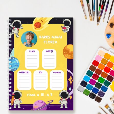 Notebook personalizat cu poză și text - Orar Galaxie