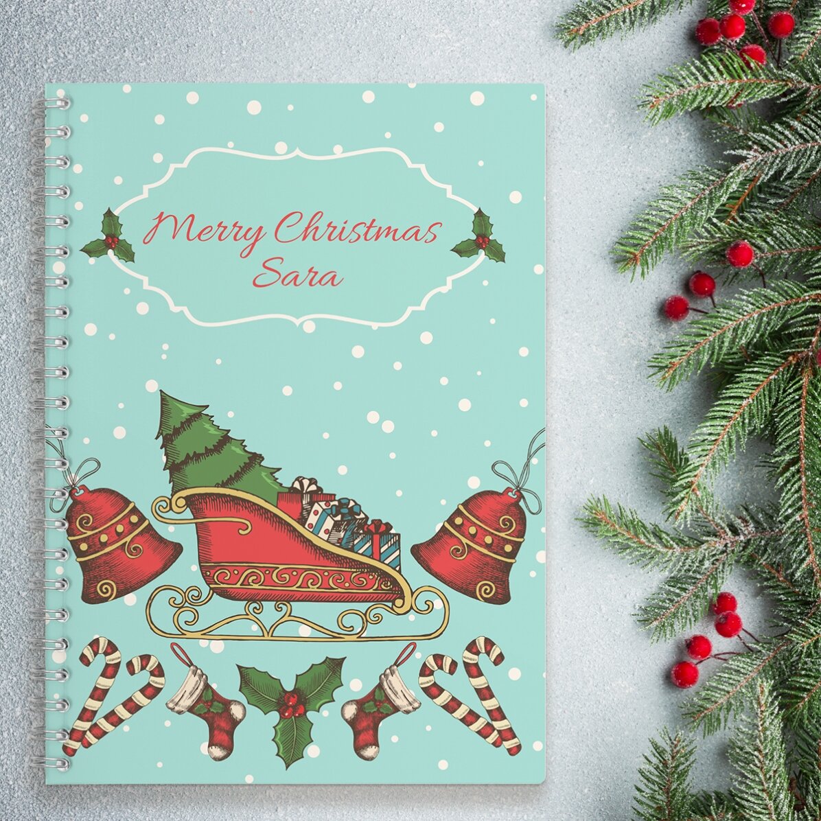 Notebook personalizat cu text - Merry Christmas
