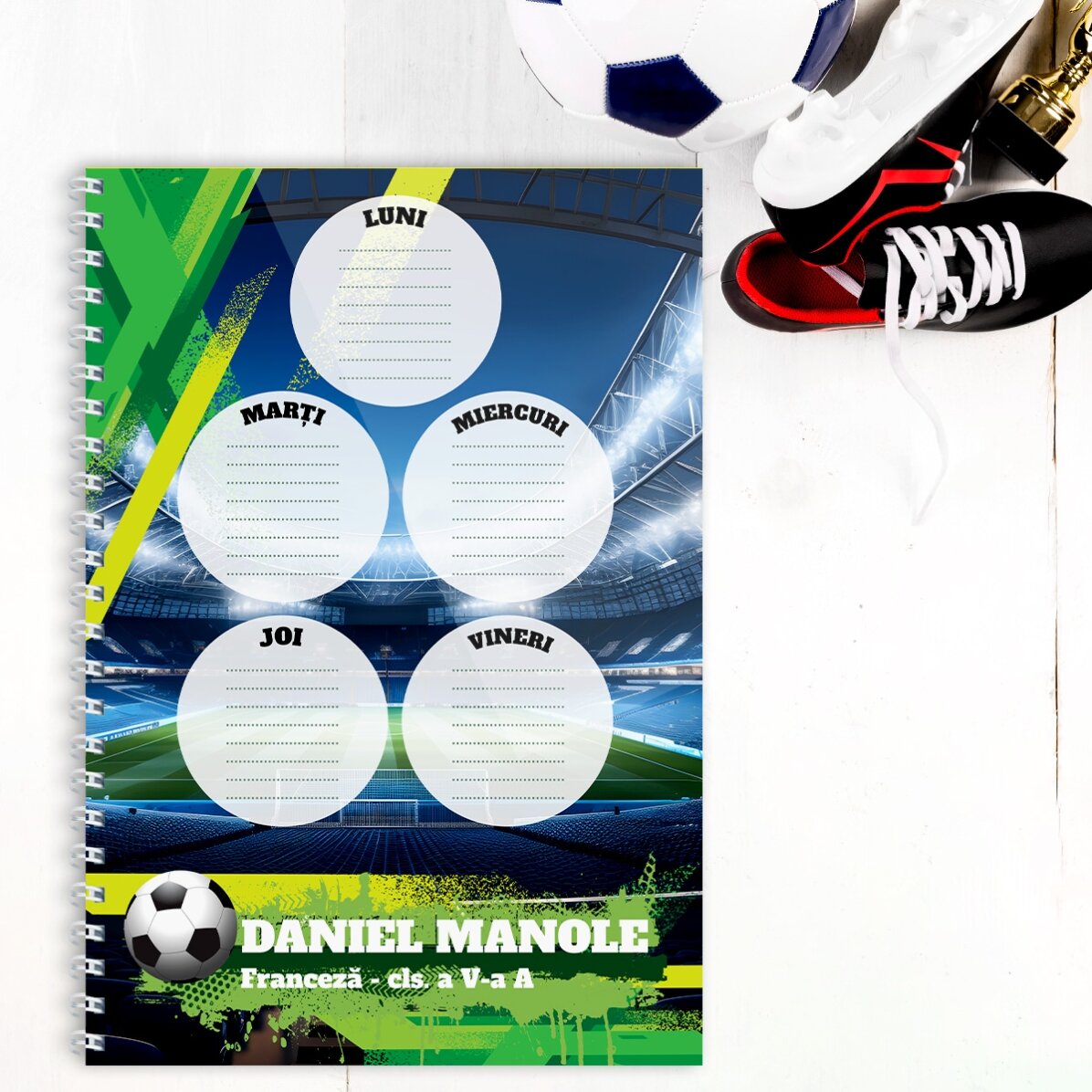 Notebook personalizat cu text - Caiet de fotbalist