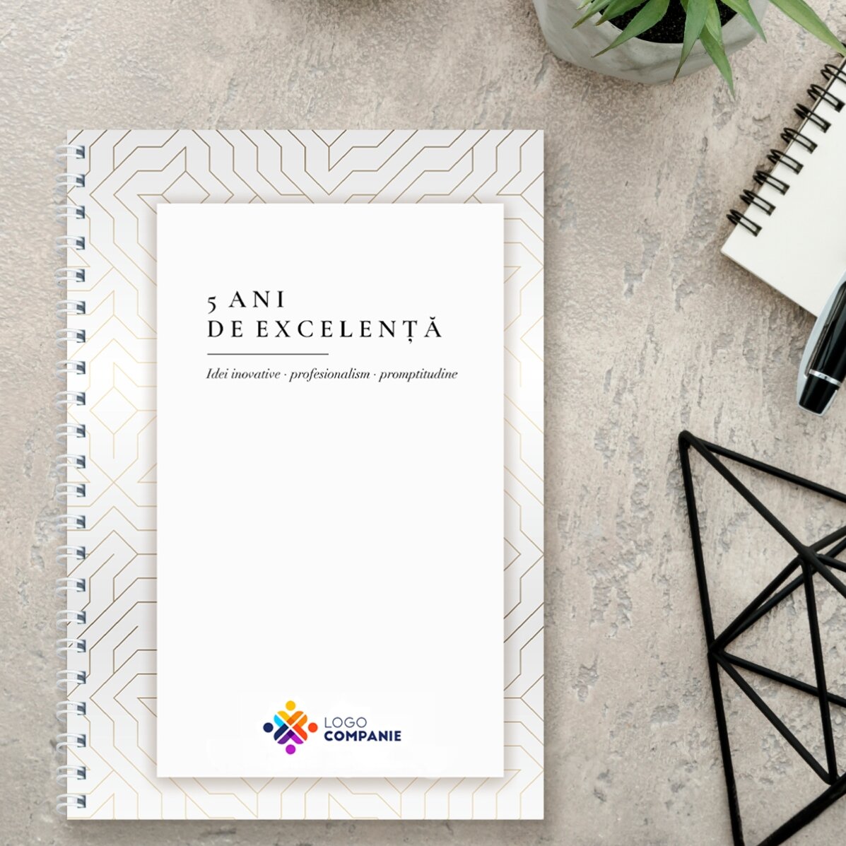 Notebook personalizat cu text varianta white - Aniversare brand 