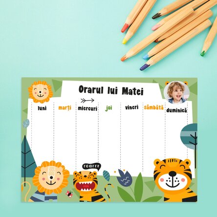 Orar personalizat cu o poză și text - Junglă