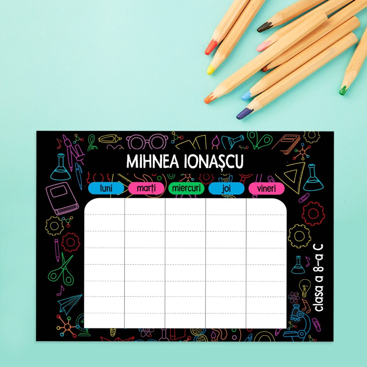 Orar personalizat cu text - Colors