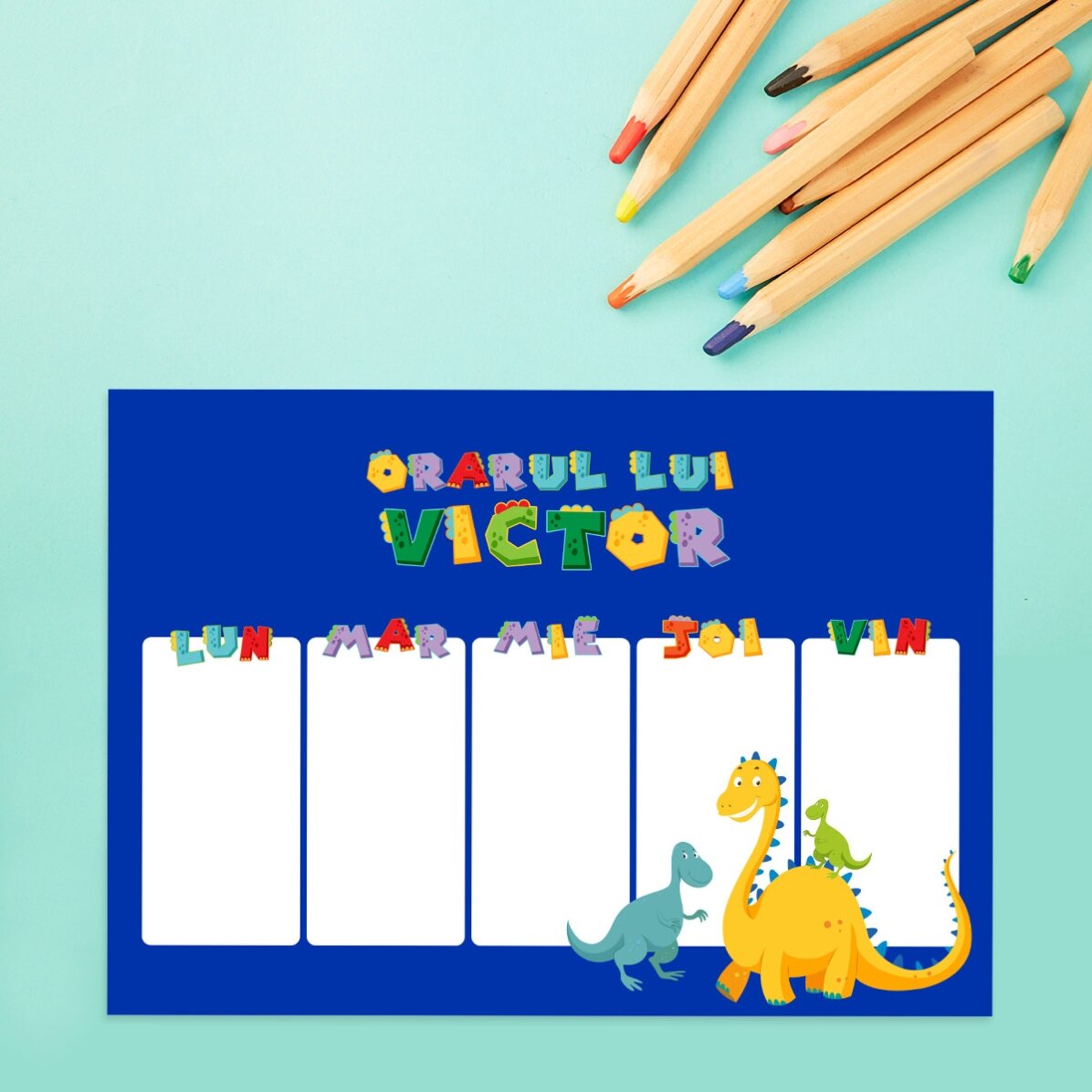 Orar personalizat cu text - Dino