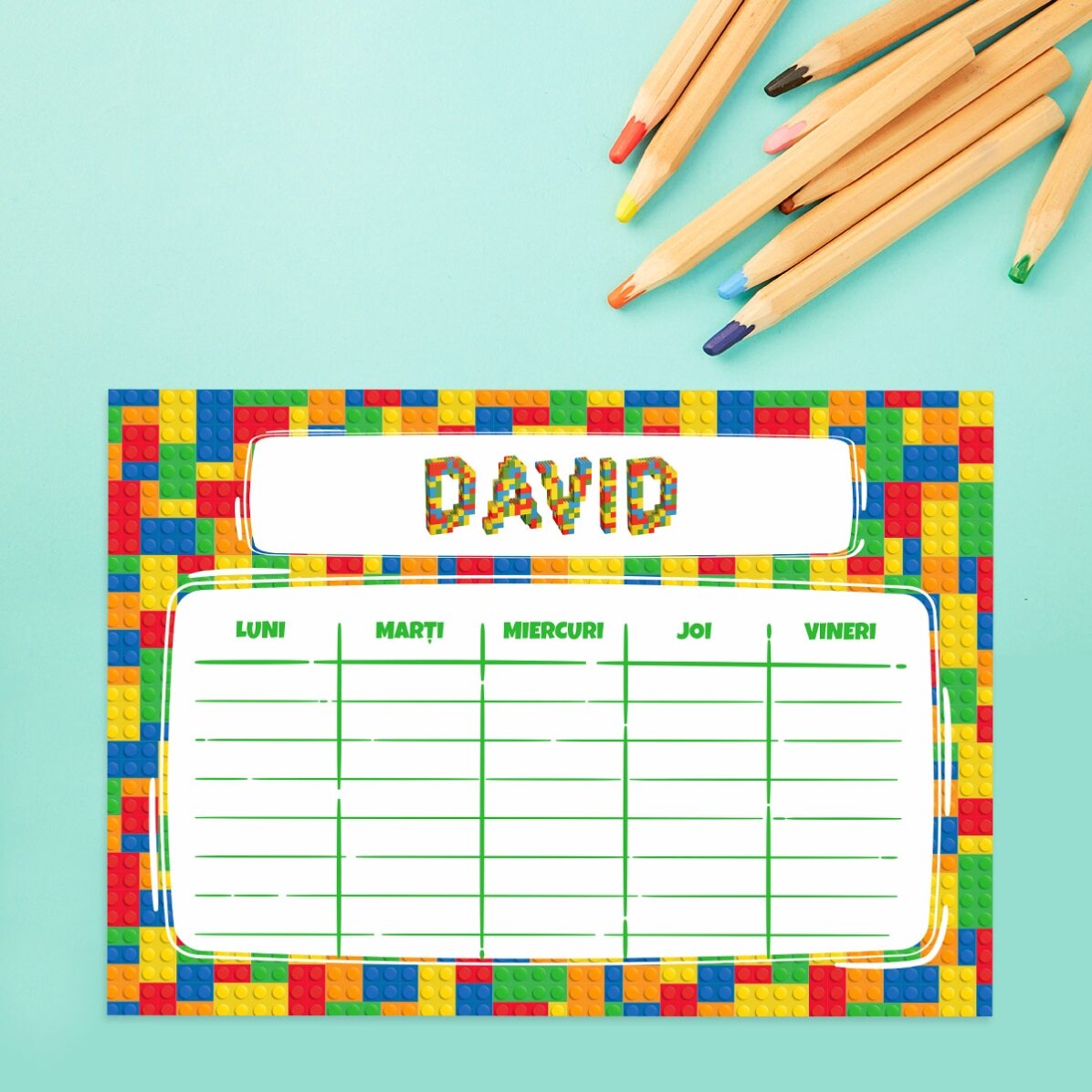 Orar personalizat cu text - Lego