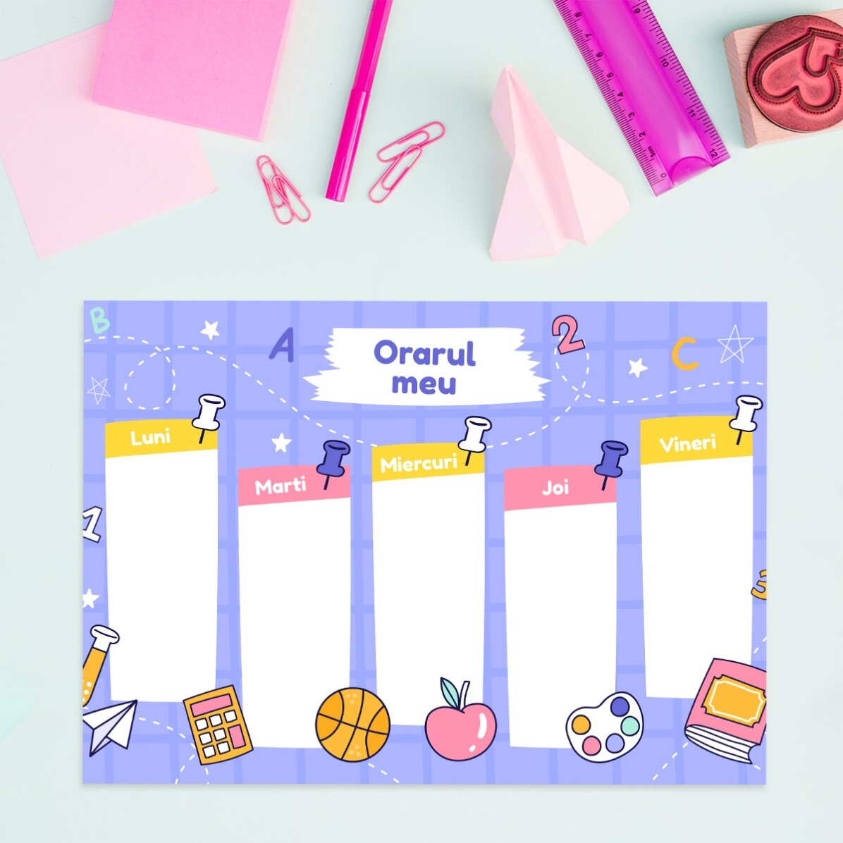 Orar personalizat cu text - School activities